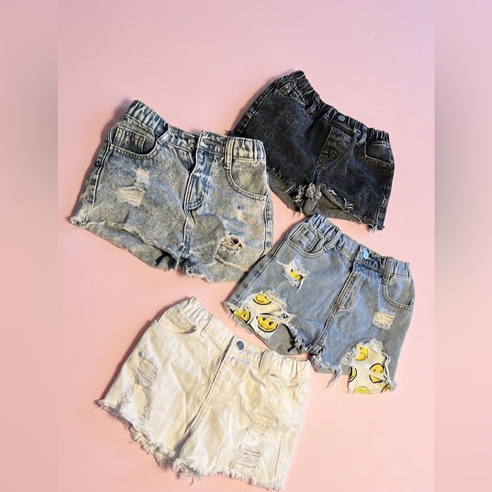 Set of 4: Kids Denim Shorts: Blue, Black, White SHEIN size 7